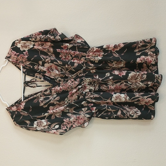 torrid Tops - TORRID Boho Floral Shirred Waist Babydoll Blouse Flowy Sleeves Key Tie Size 0